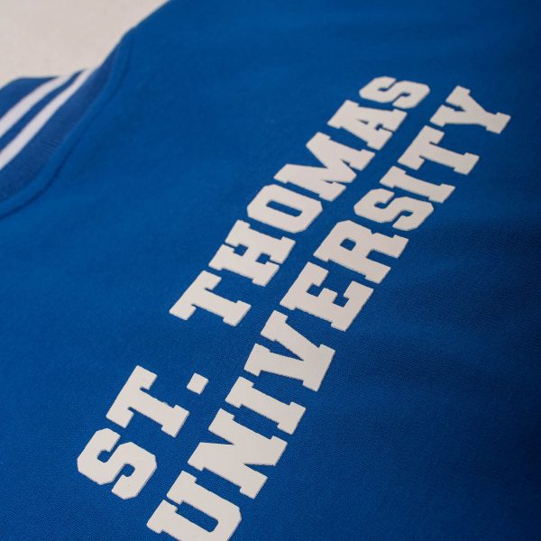 CHAQUETA TIPO COLLEGE ST THOMAS UNIVERSITY AZUL